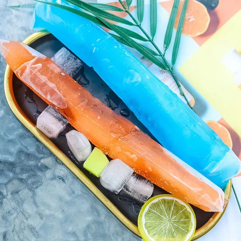 100/1Pcs Disposable Ice Pop Mold Bag Large Freeze Popsicle Sealed Bags DIY Juice Yogurt Smoothie Bag With Funnel Ice Cream Tool