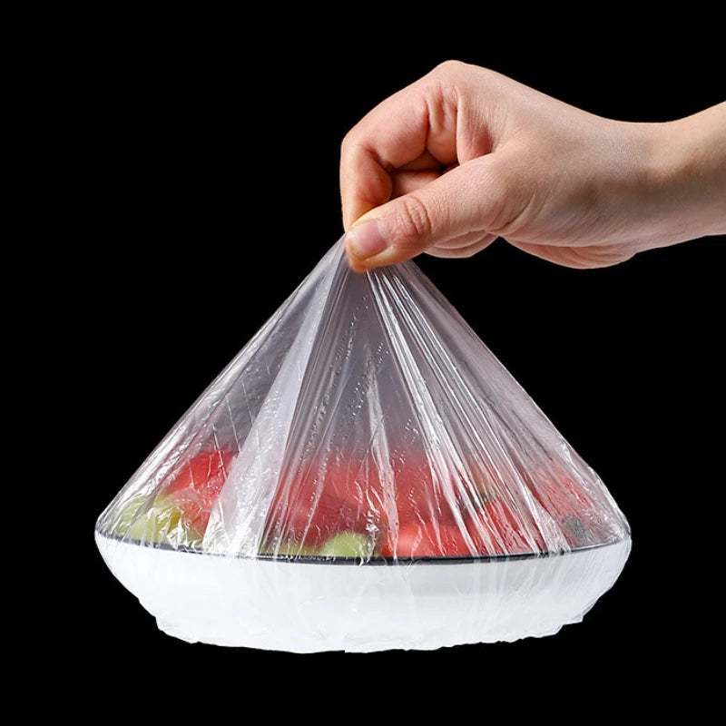 100/1000 pcs Saran Wrap Disposable Food Cover Grade Fruit Vegetable Storage Bag Elastic Plastic Bag Kitchen Fresh Keeping Bag