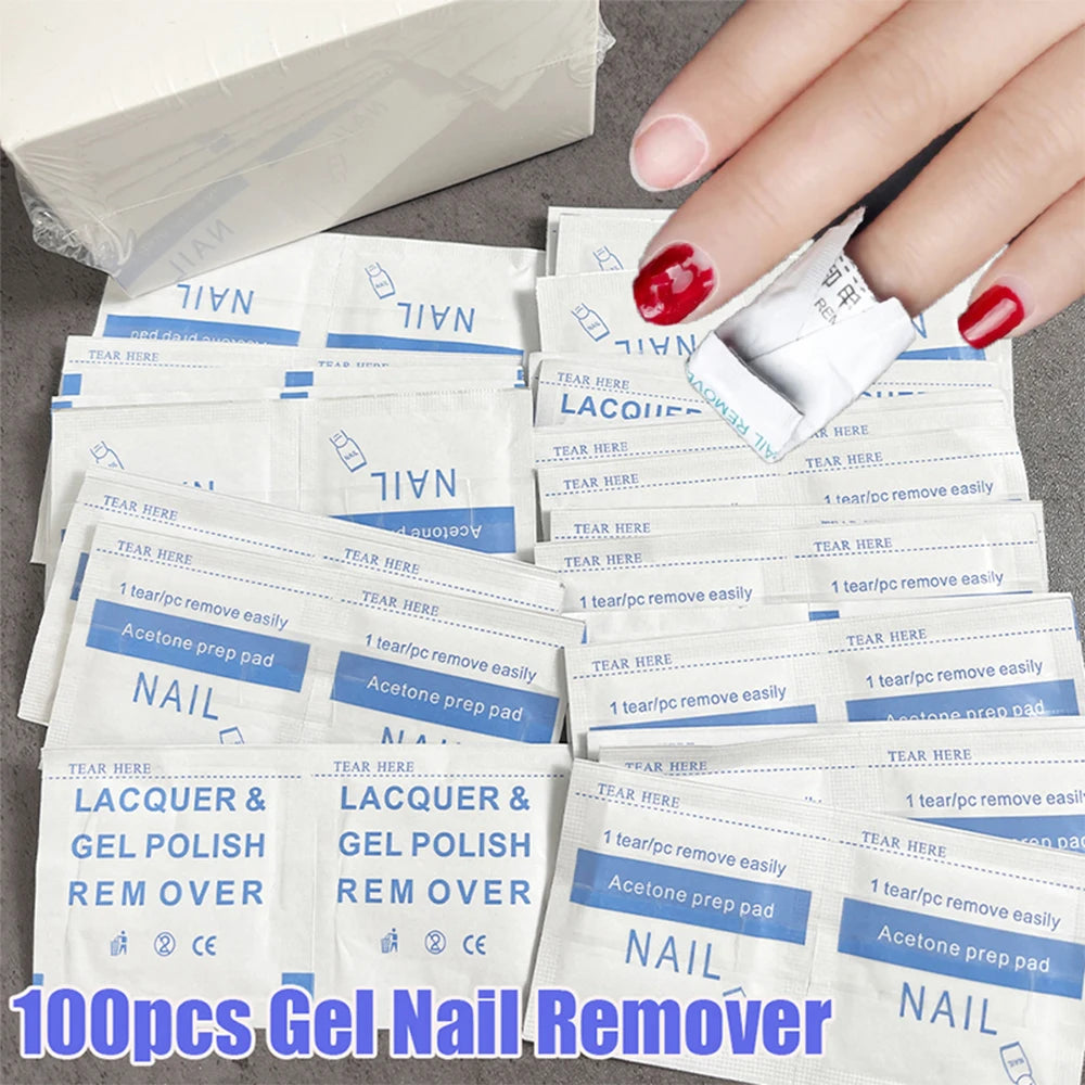 100/200pcs Gel Nail Remover Manicure Tools Wet Wipes Paper Pads Nail Polish Remover Wraps Foil Nail Art Cleaner One Step Remove